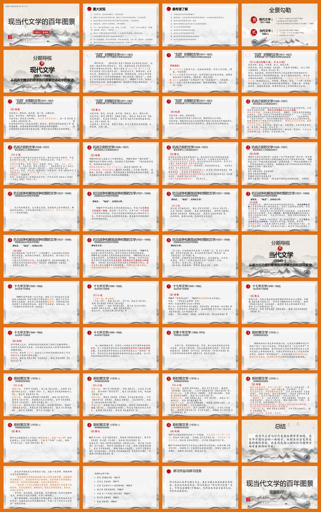 【下载】高中语文《现当代文学梳理起始》课堂实录+课件+教案【陈佑学】