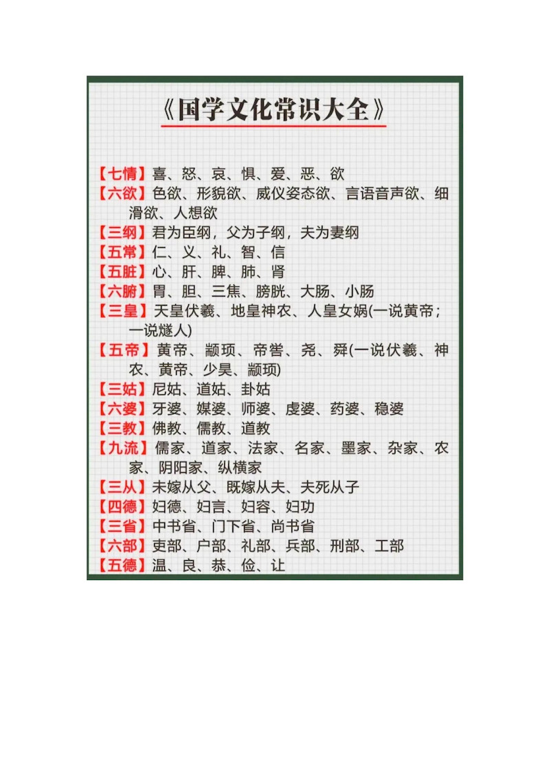 高中语文国学文化常识大全