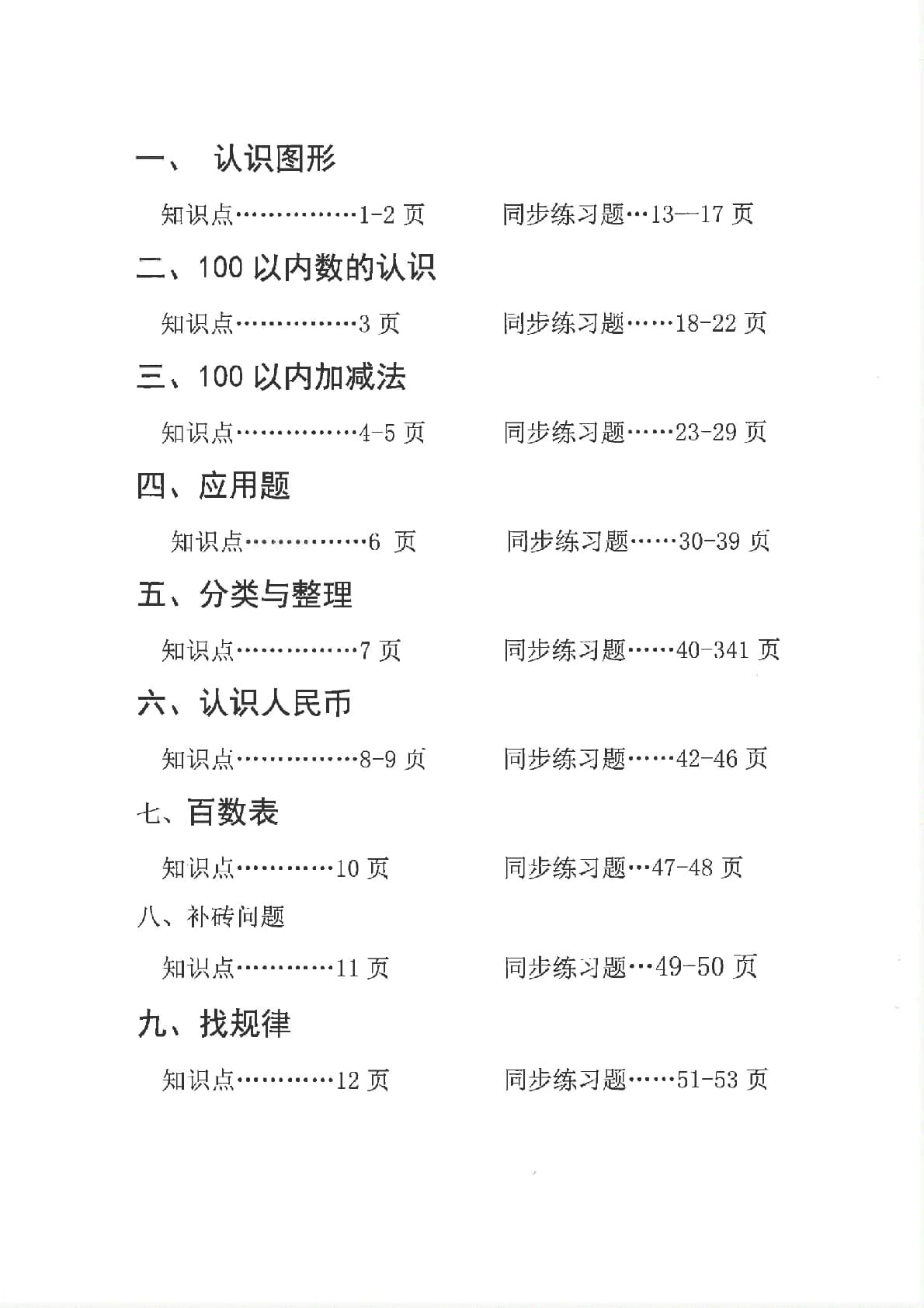 2015新一年级下册数学九大专项合集