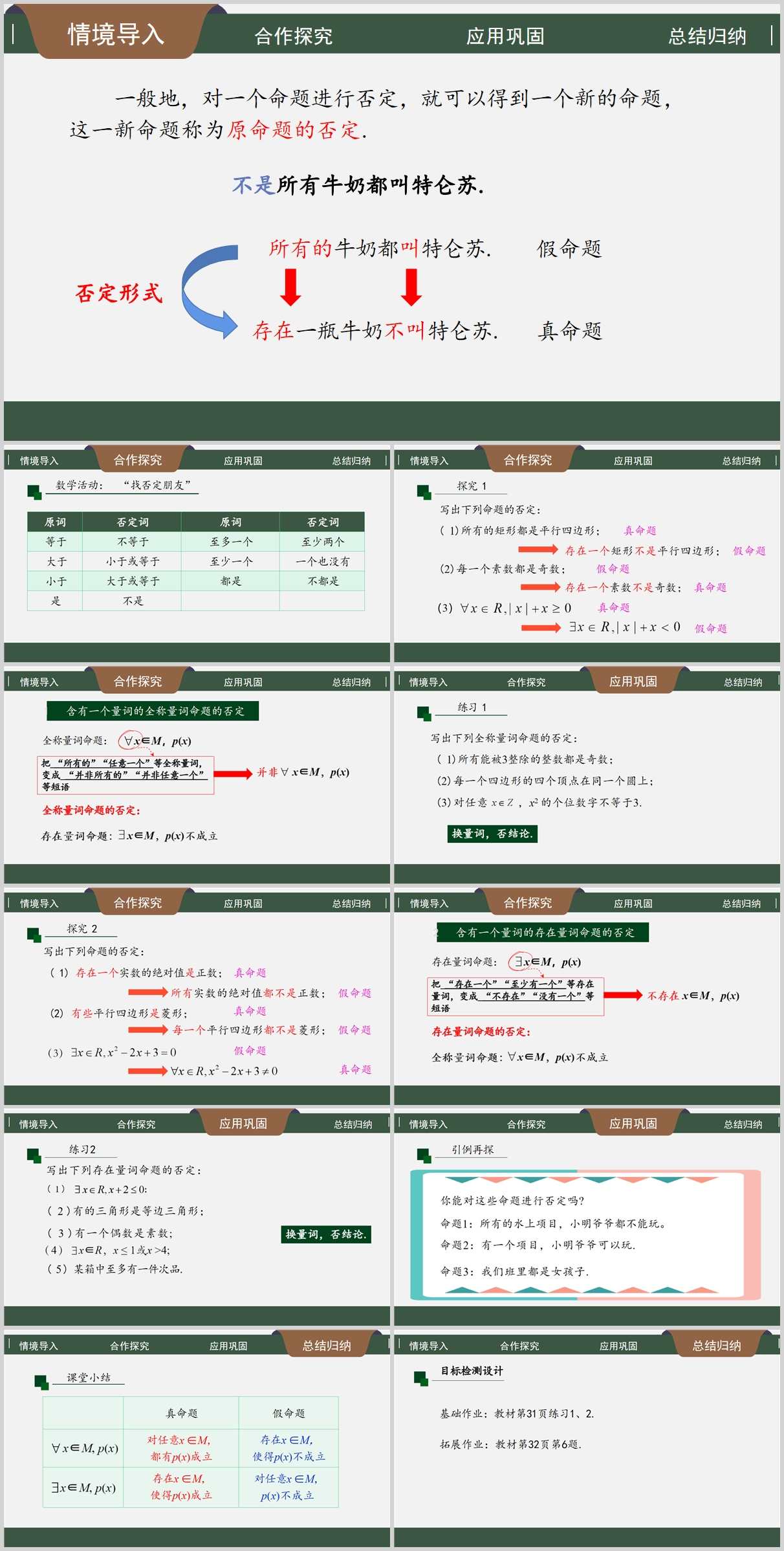 【下载】高中数学《全称量词与存在量词》第2课时 课堂实录+课件+教案【刘颖】