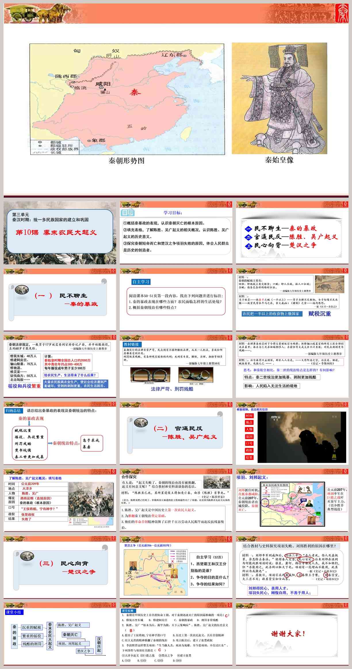 【下载】七年级历史《秦末农民大起义》课堂实录+课件+教案【王冬梅】