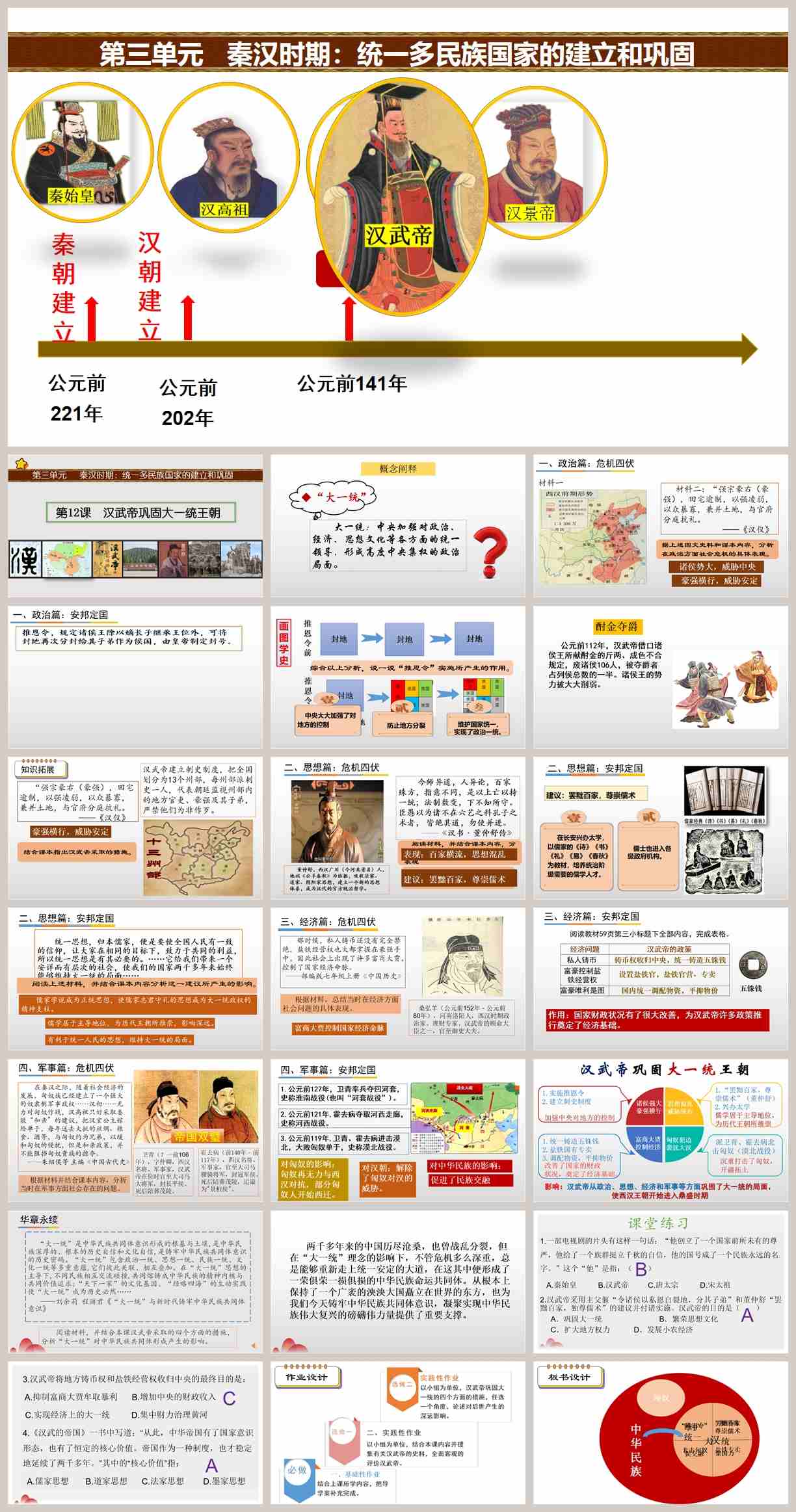 【下载】七年级历史《汉武帝巩固大一统王朝》课堂实录+课件+教案【刘文】