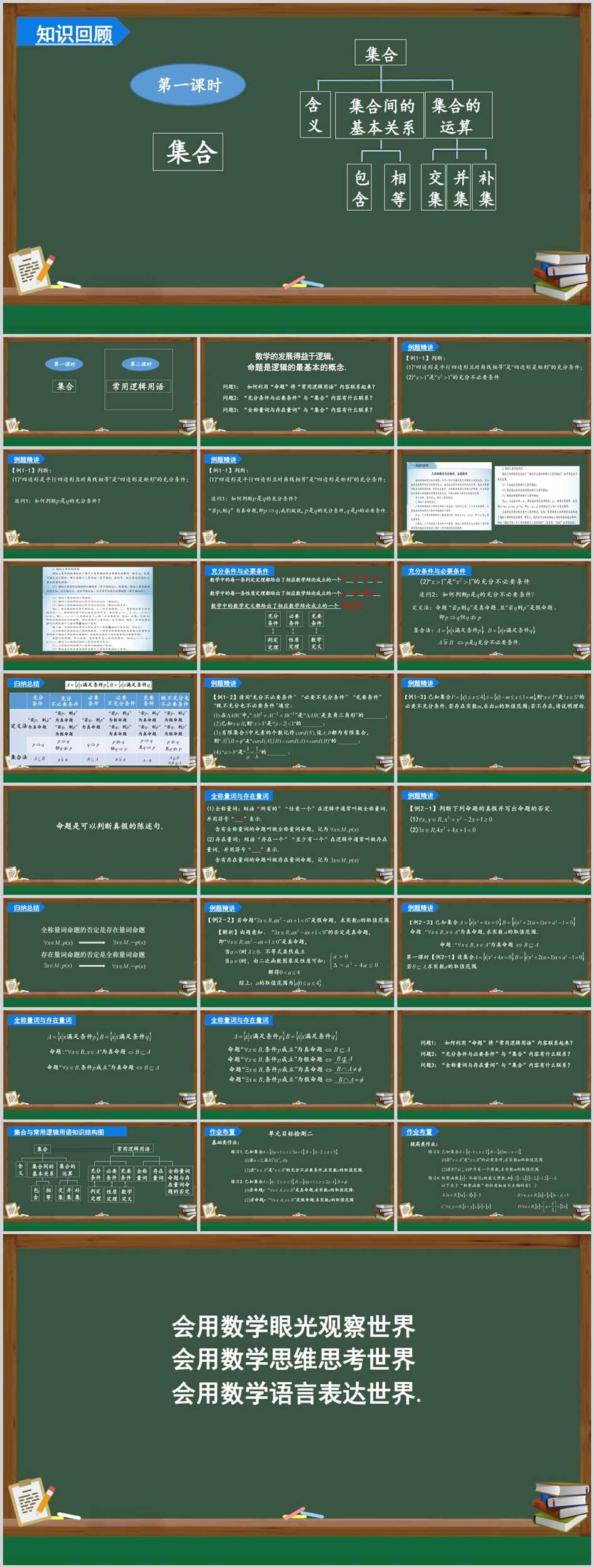 【下载】高中数学《集合与常用逻辑用语章末小结 》第2课时 课堂实录+课件+教案【刘春明】