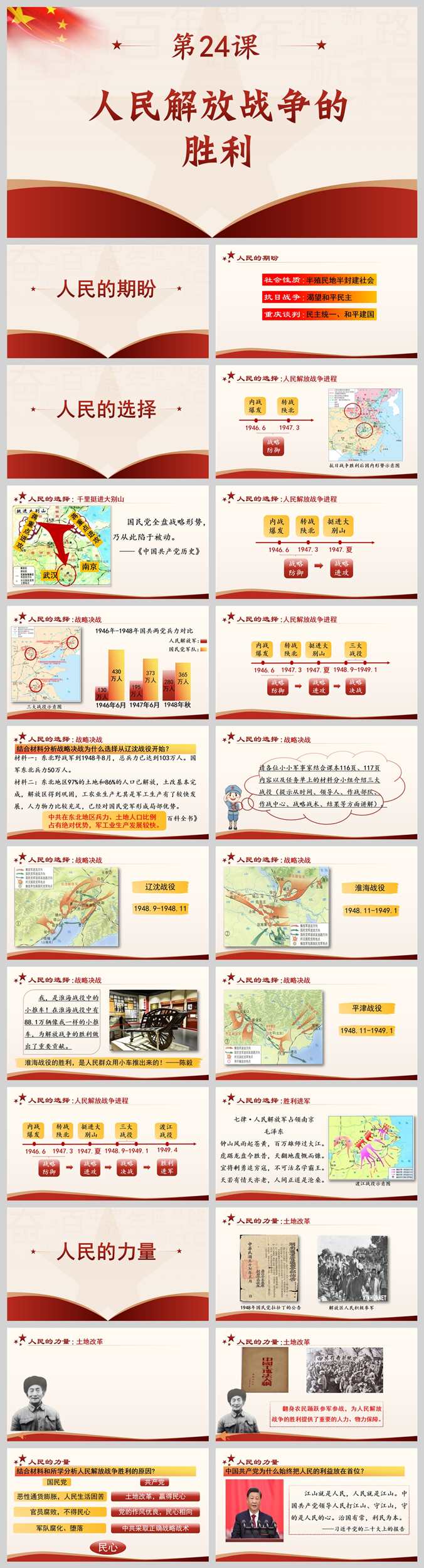 【下载】八年级历史《人民解放战争的胜利》课堂实录+课件+教案【张茜】