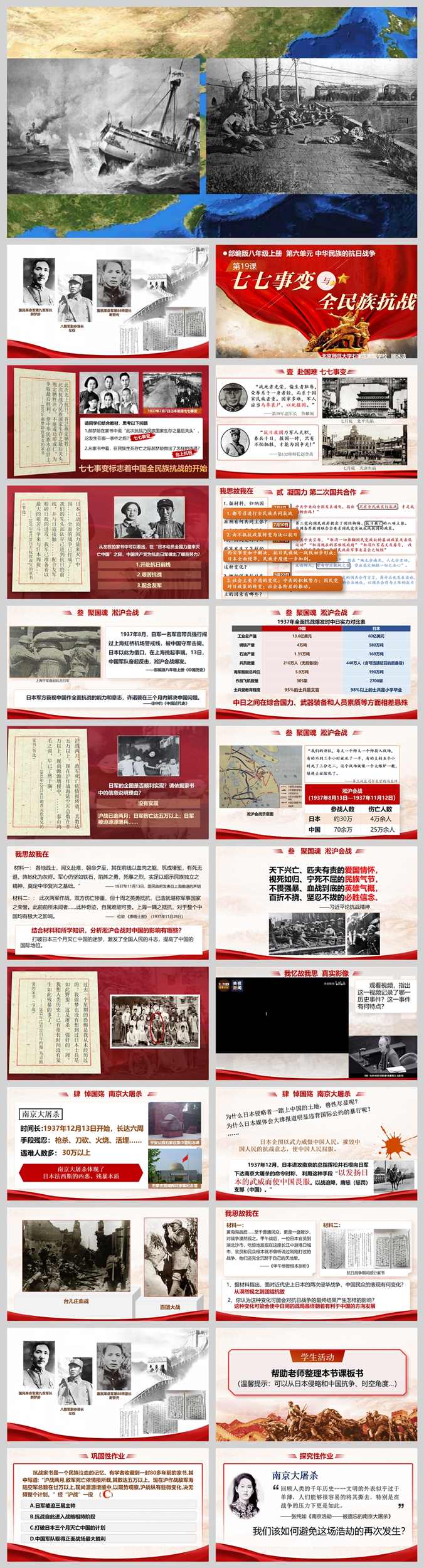 【下载】八年级历史《七七事变与全民族抗战》课堂实录+课件+教案【顾冰洁】