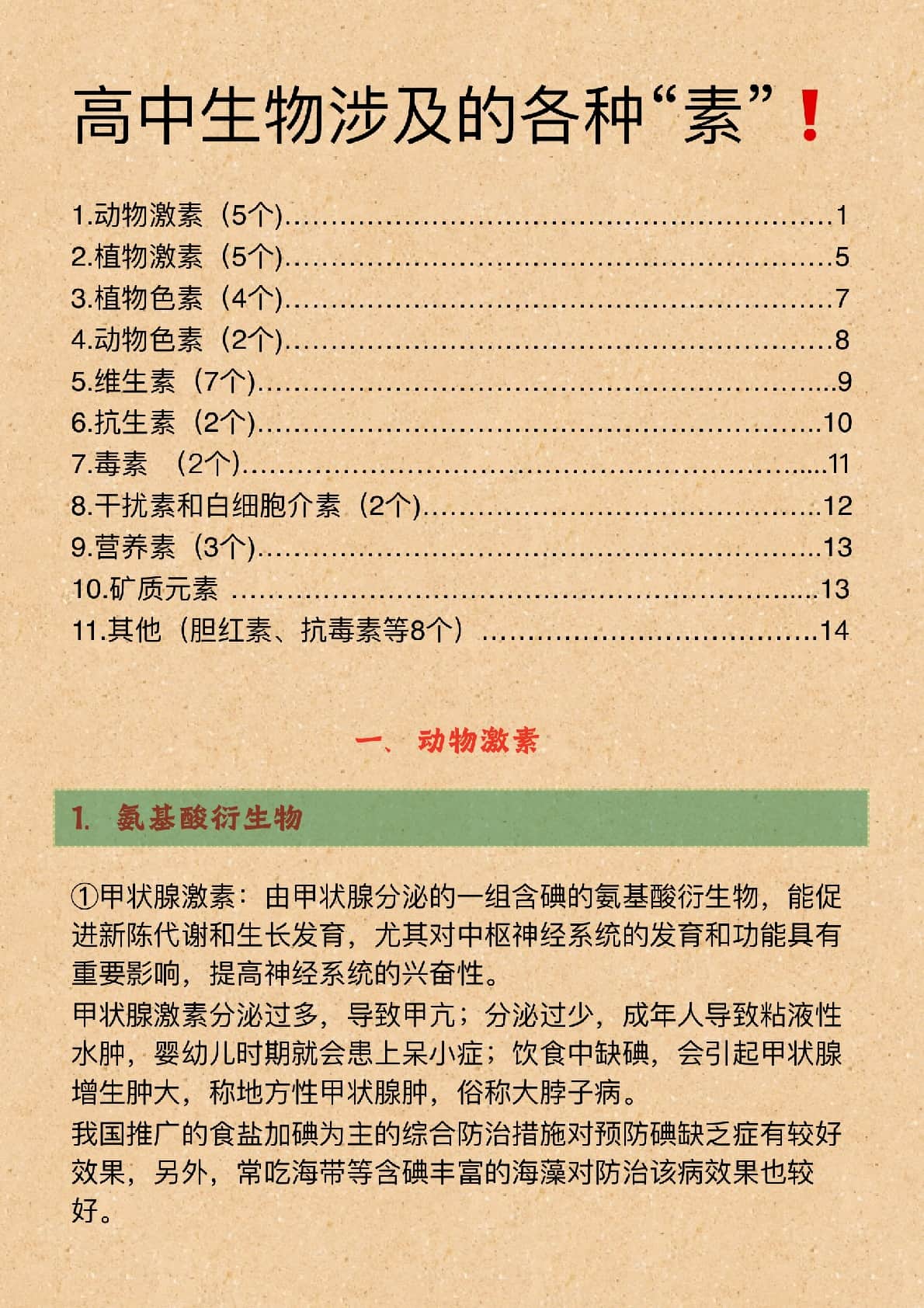 高中生物涉及的各种“素”15页